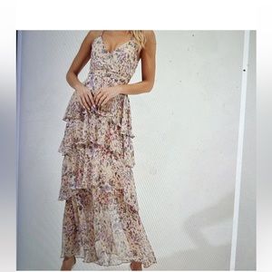 ASTR THE LABEL ROSANA FLORAL TIERED RUFFLE MAXI DRESS